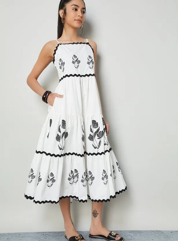 COLOUR ME Floral-Print Tiered Dress